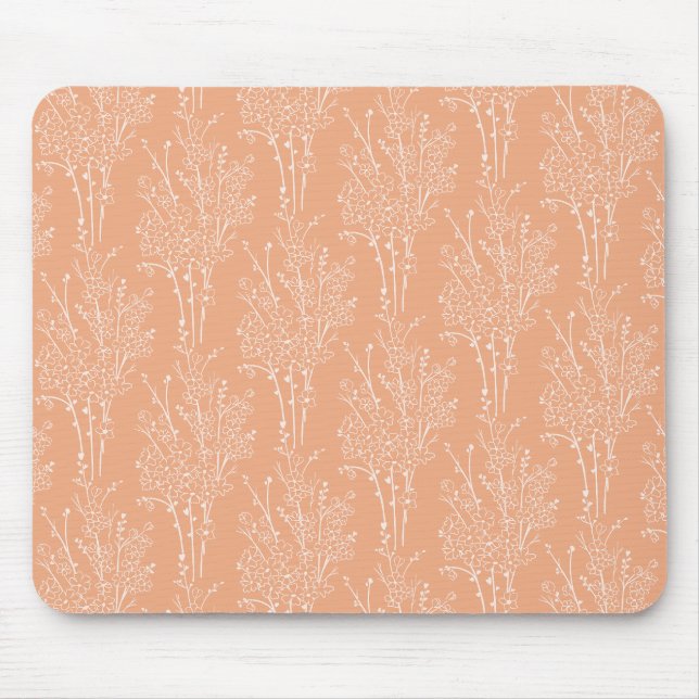 Mousepad Tossed Floral Silhouette Botanical | Soft Apricot  (Frente)