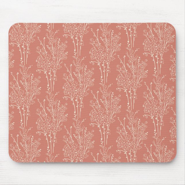 Mousepad Tossed Floral Silhouette Botanical | Terracotta (Frente)