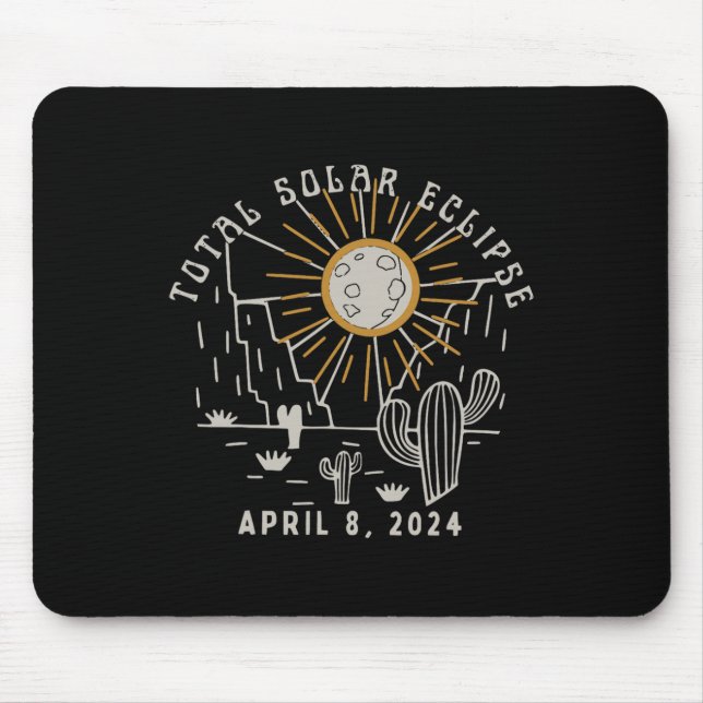 Mousepad Total de Eclipse Solar 2024 Totalmente Oeste dos E (Frente)