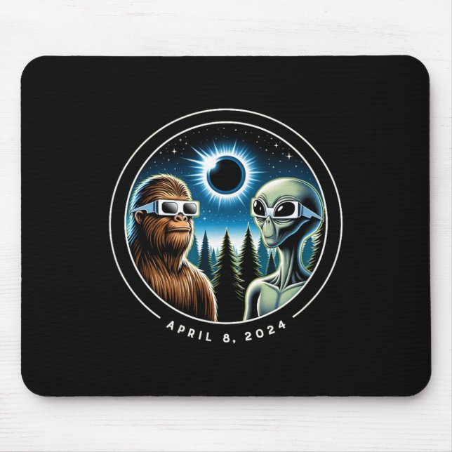 Mousepad Total de Eclipse Solar Funny Bigfoot Data de abril (Frente)
