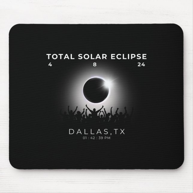 Mousepad Total de Eclipse Solar Totality Dallas Texas Wat 2 (Frente)