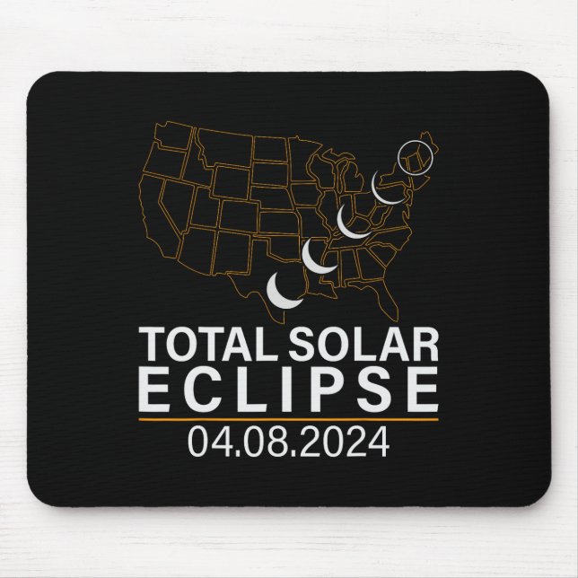 Mousepad Total do Eclipse Solar abril 8 2024 América EUA Ma (Frente)