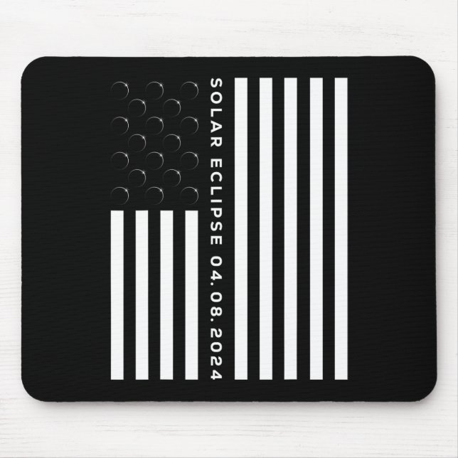 Mousepad Total do Eclipse Solar US American Flag 04.08.2024 (Frente)