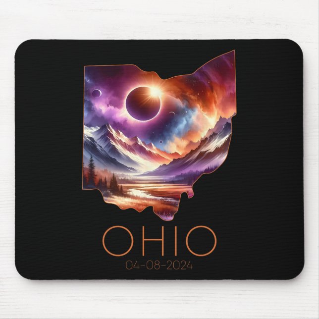 Mousepad Total Solar Eclipse 2024 State Ohio Totality April (Frente)