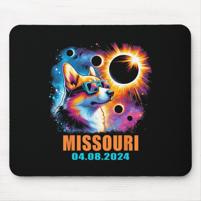 Mousepad Totalidade Total Eclipse Solar 2024 Missouri Corgi (Frente)