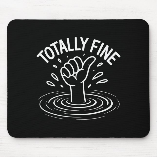 Mousepad Totally Fine Funny Sarcastic Drowning Thumb Up  (Frente)