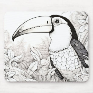 Mousepad Toucan Peaceful Nature Prairie Sketch Desenho Arte