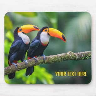 Mousepad Toucans tropicais de texto personalizado