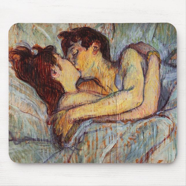 Mousepad Toulouse-Lautrec na cama o tapete do rato do beijo (Frente)
