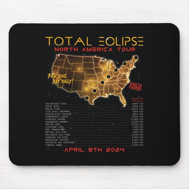 Mousepad Tour Solar Eclipse 2024 na América do Norte (Frente)