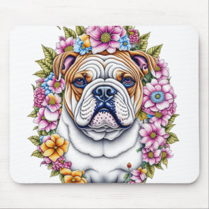 Mousepad Touro de Arte de IA Cercado por Flores Caprichosas