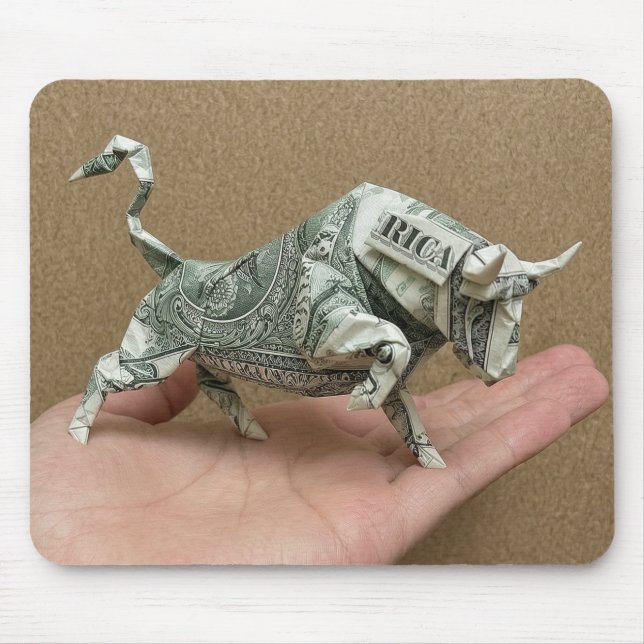 Mousepad Touro de Origami em Dólar (Frente)