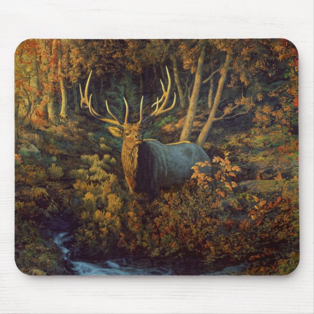 Mousepad Touro Elk na Floresta do outono (Frente)