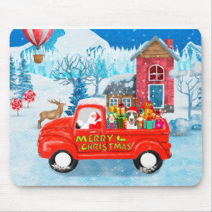 Mousepad Touro Terrier Cão na Neve do Caminhão de Parto de