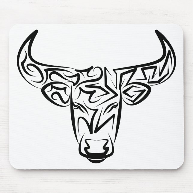 Mousepad Touro Tribal Negro e Branco / Ox (Frente)