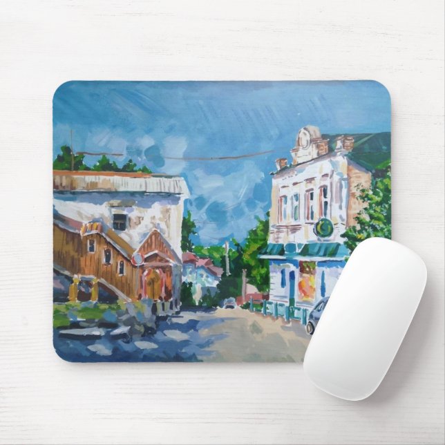 Mousepad Townscape Europeu Impressionista Tapete de Mouse p (Com mouse)