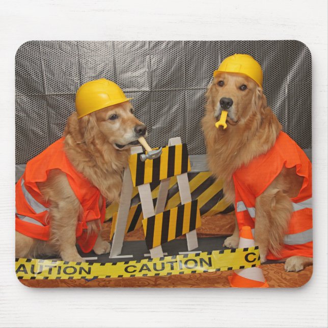 Mousepad Trabalhadores da construção do golden retriever (Frente)