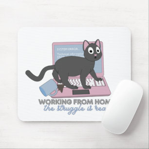 Mousepad Trabalhando de casa - A luta é real com gatos