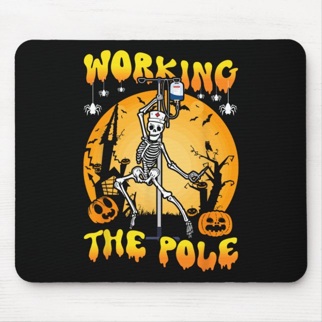 Mousepad trabalhando no esqueleto engraçado da enfermeira d (Frente)