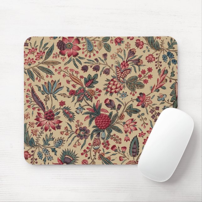 Mousepad Trabalho de Agulha Antigo Floral Vintage para Móve (Com mouse)