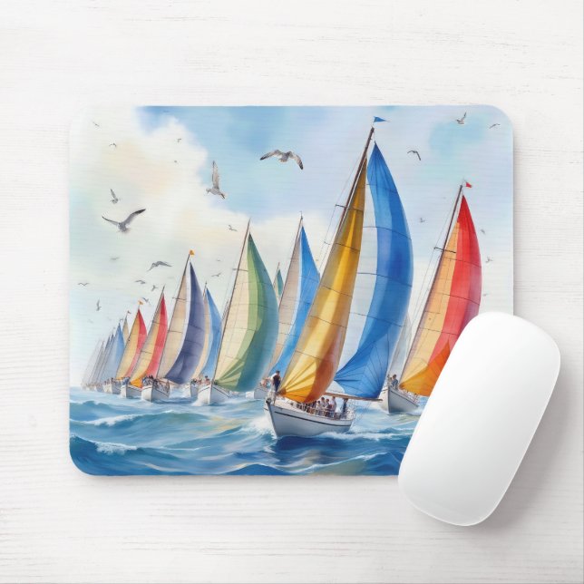 Mousepad Trabalho de arte de Aquarela Regatta (Com mouse)