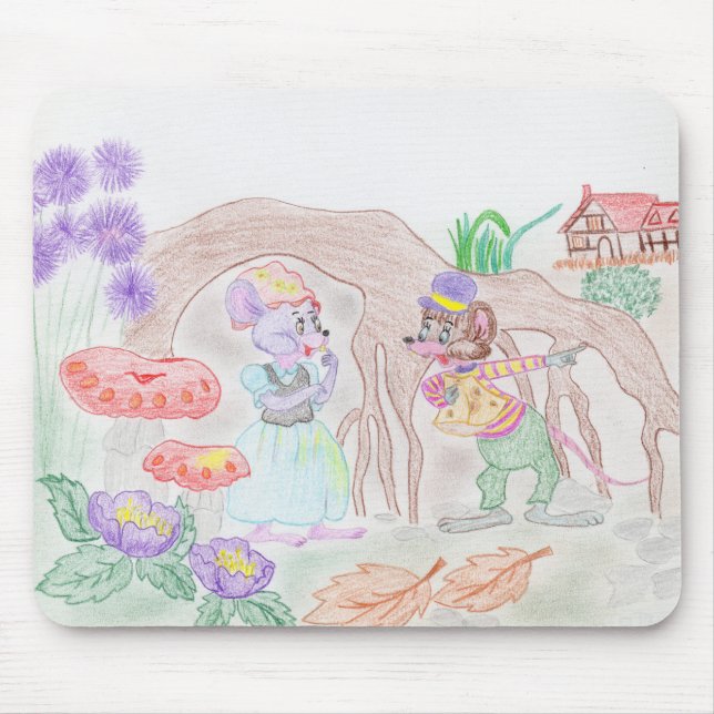 Mousepad Trabalho de arte de Crianças Personalizadas, dois  (Frente)