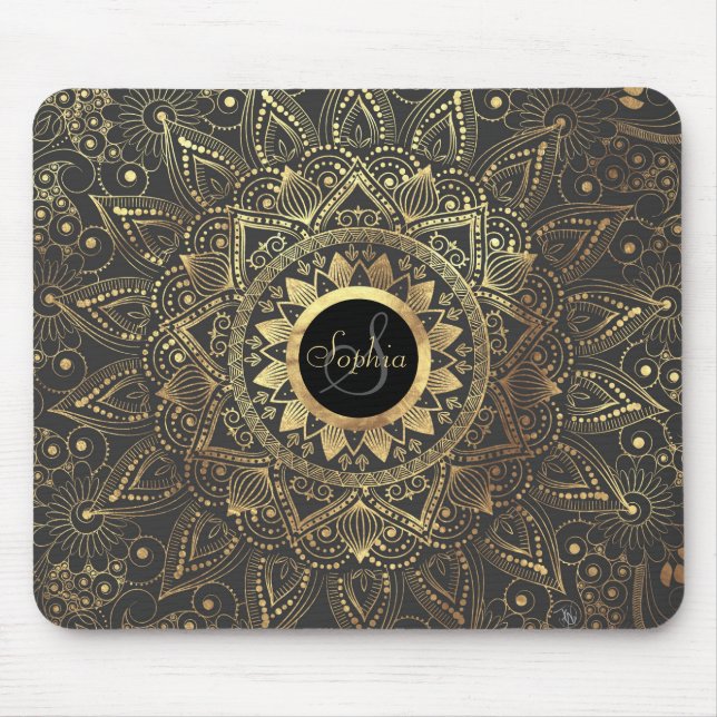 Mousepad Trabalho de arte de ouro elegante (Frente)