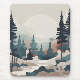 Mousepad Trabalho de arte de Paisagem de Floresta de Boho
