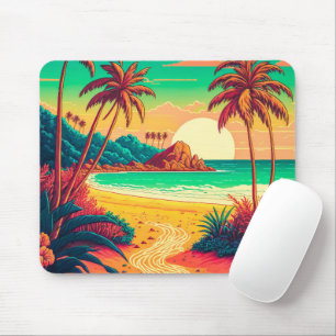 Mousepad Trabalho de arte de Paisagem Tropical de Verão Col