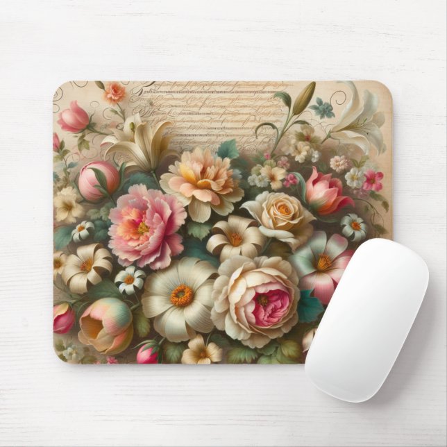 Mousepad trabalho de arte digital de jardim floral legal 3  (Com mouse)