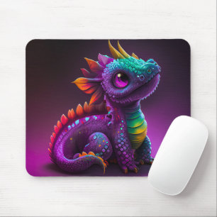 Mousepad Trabalho de arte do Dragão Roxo Colorido Bonito Li