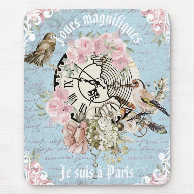 Mousepad Trabalho de arte Ephemera Floral, uma fratura ador (Frente)