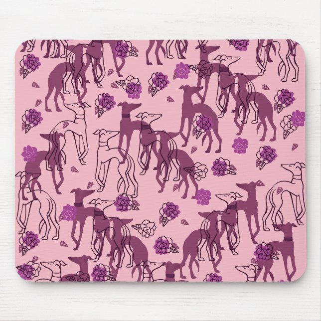 Mousepad Trabalho de arte Greyhound Rosas (Frente)