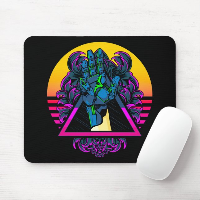 Mousepad Trabalho de arte Mecânico Robótico Mão Moderna | (Com mouse)