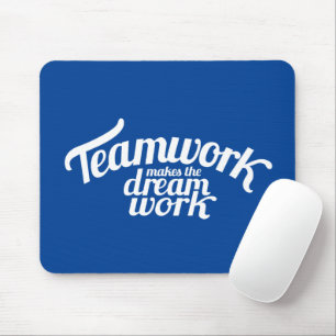 Mousepad Trabalho em equipe faz o sonho funcionar azul bran