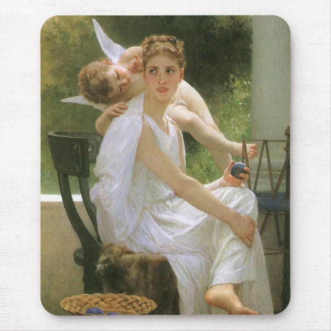 Mousepad Trabalho interrompido por Bouguereau, Angel Portra (Frente)