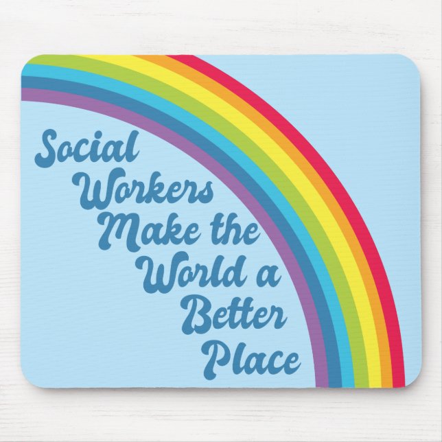 Mousepad Trabalho social, aspas inspiradoras, arco-íris azu (Frente)
