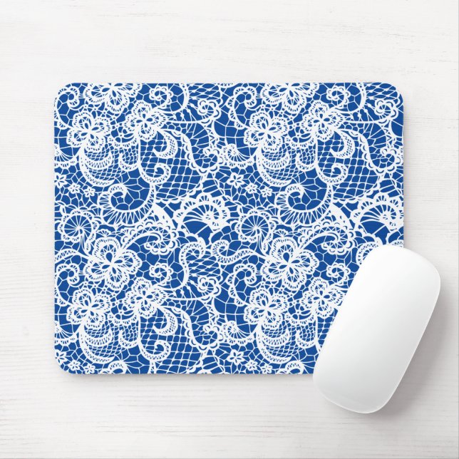 Mousepad Traço Branco No Suporte Azul Do Mouse (Com mouse)