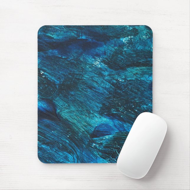 Mousepad Traço de pincel brilhante azul turquesa (Com mouse)