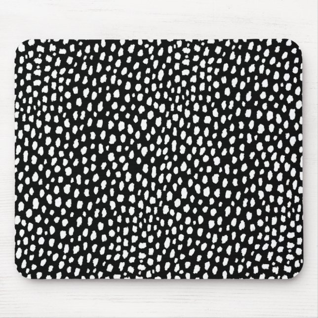 Mousepad Traços de bolinhas feitos à mão (preto e branco) (Frente)