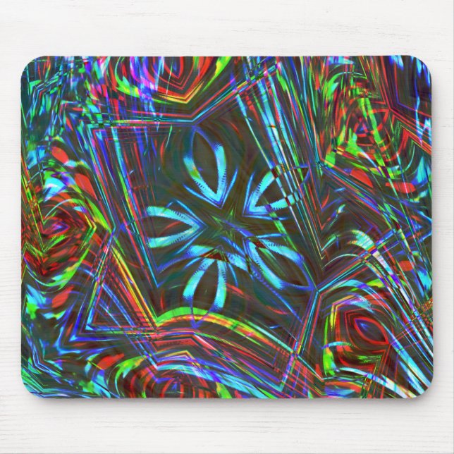Mousepad Traços de néon colorido sobre fundo escuro (Frente)