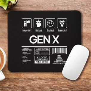 Mousepad Traços Descritivos de Geração X Engraçada