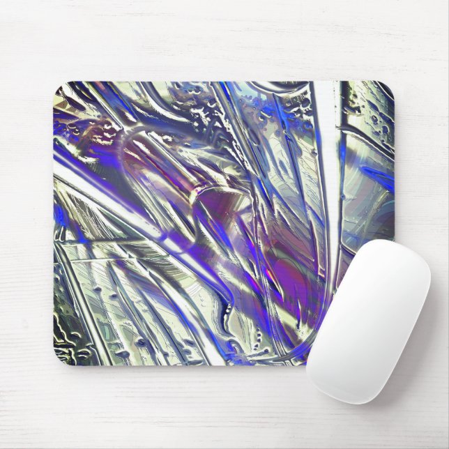 Mousepad Traços rasgados na textura prateada sob fumos azui (Com mouse)