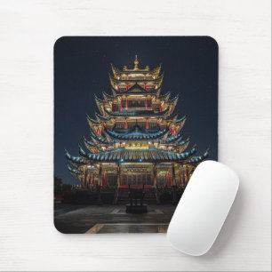 Mousepad Tradicional Japonês: Building Lights up Night Sky