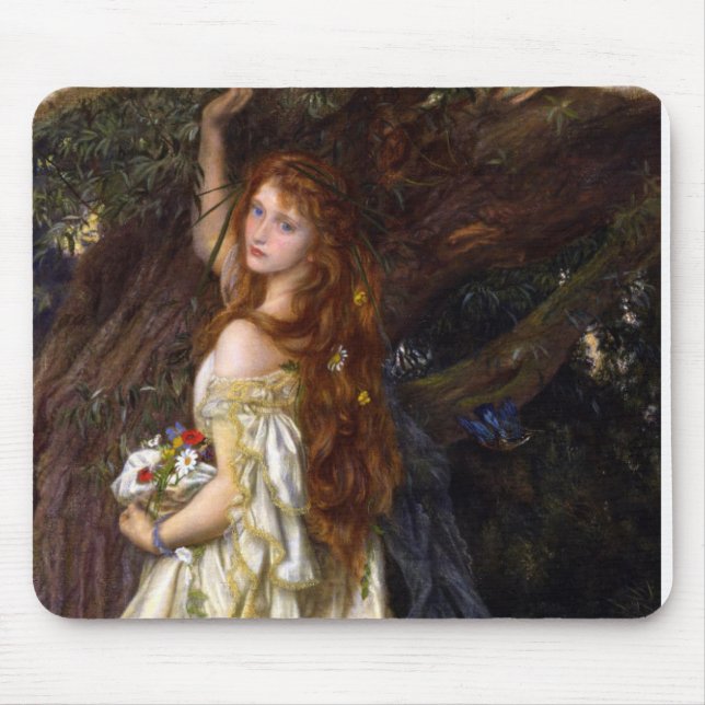 Mousepad Trágica ofelia de Arthur Hughes Pre-Raphaelite Art (Frente)