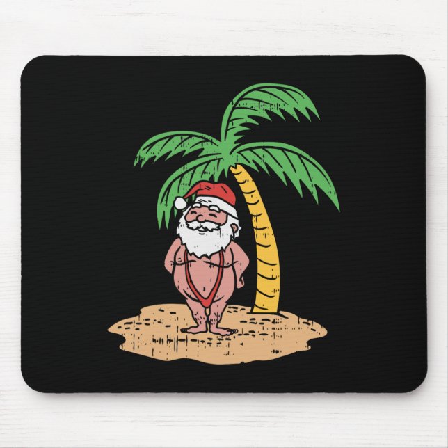 Mousepad Traje de banho de verão do Papai Noel Natal engraç (Frente)