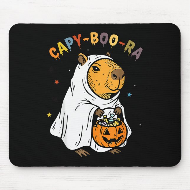 Mousepad Traje engraçado de Halloween Capy-boo-ra Cappy Cap (Frente)
