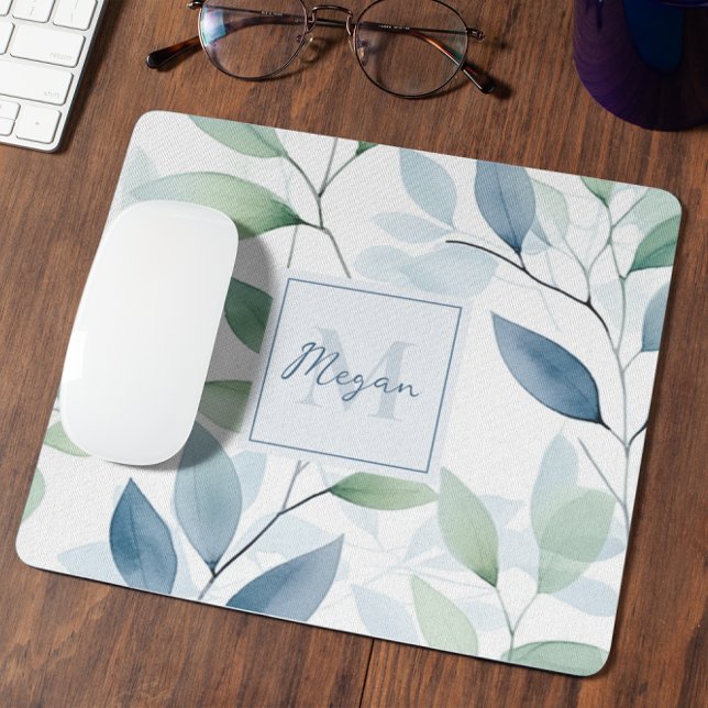 Mousepad Tranquil Oasis Aquarela Deixa Monograma e Nome (Criador carregado)