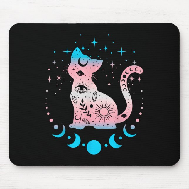 Mousepad Transgênero Cat Astrologia Celestial Orgulho Lgbt  (Frente)