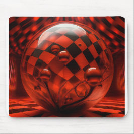 Mousepad Transparent Glass Spheres and Checkerboard Floor